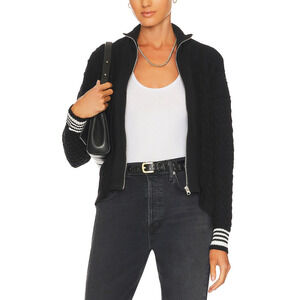 Central Park West 'Eddie' Black Varsity Dickie Cardigan Size M